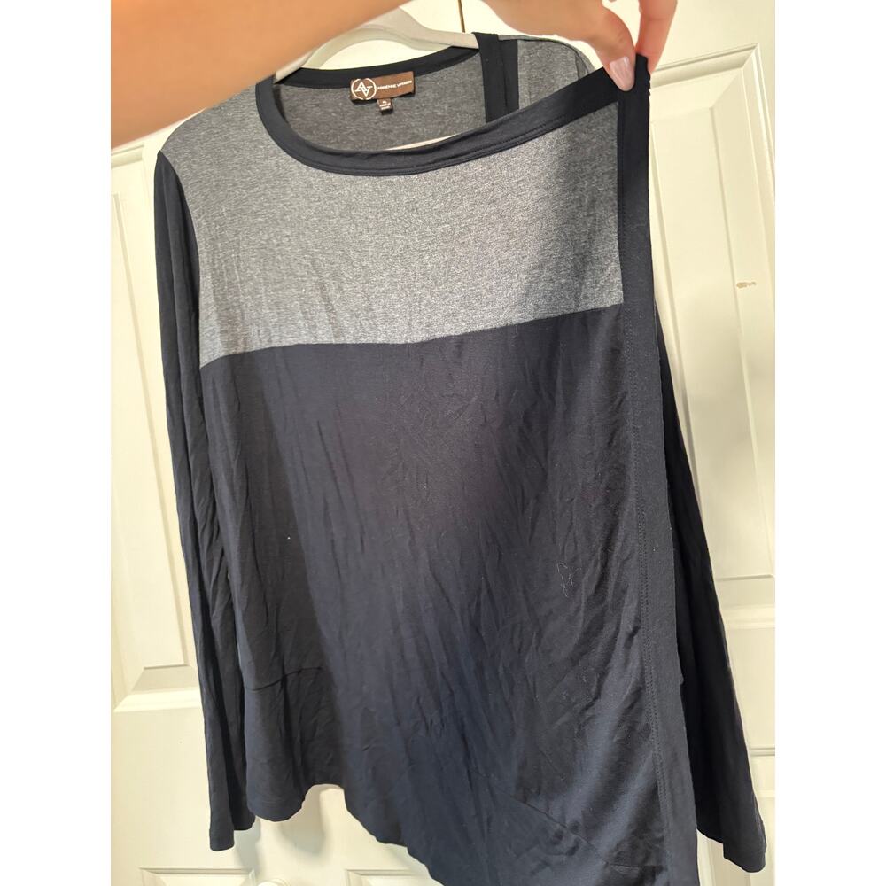 Adrienne Vittadini Women's Draped Open Front Cardigan Black Gray XL - Picture 5 of 9